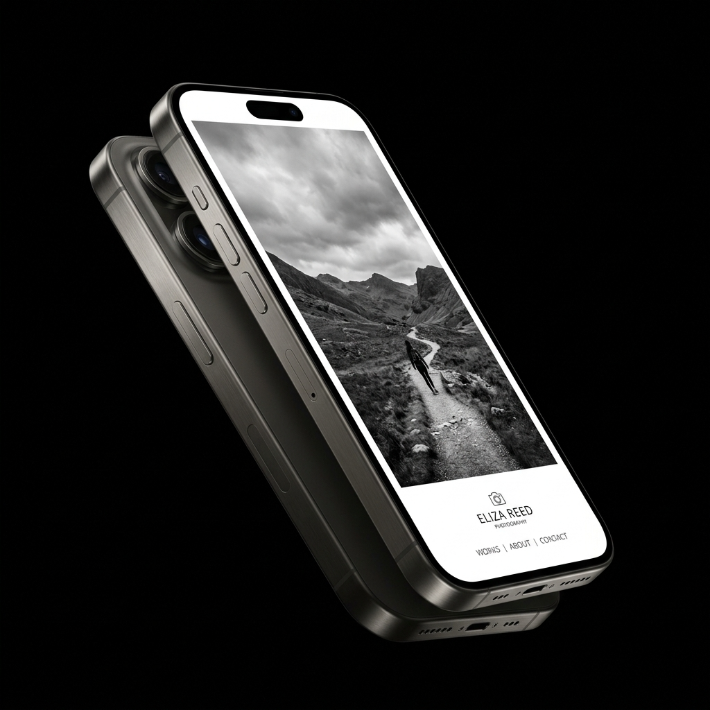 E-commerce Aether Wellness en iPhone sobre mármol negro