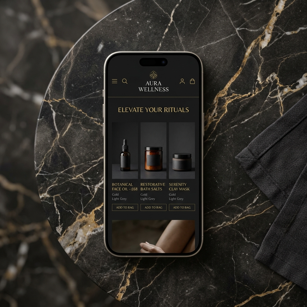 Invitación digital Maison Riviere mostrando diseño dorado sobre negro